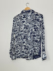New Direction Blue and White Long Sleeve Blouse size Large