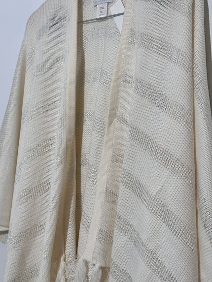 New York & Company Cream and Silver Shawl OS