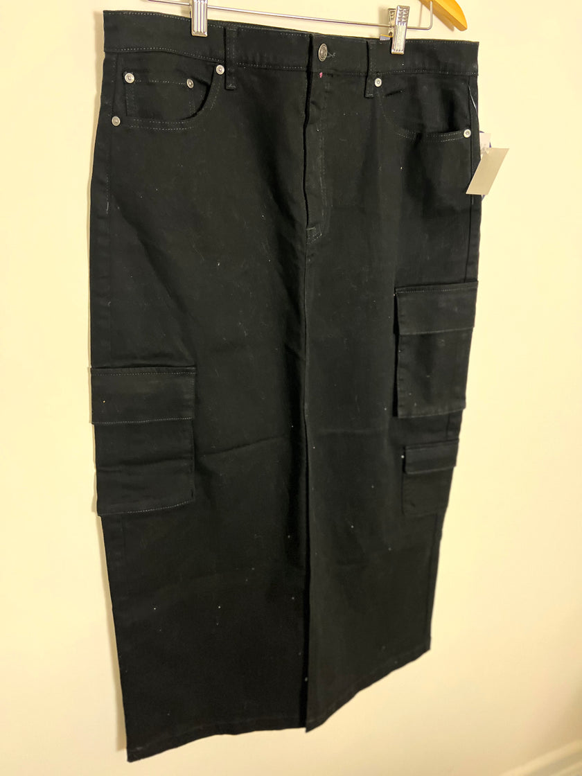 Scoop Black Cargo Denim Maxi Skirt Size 14