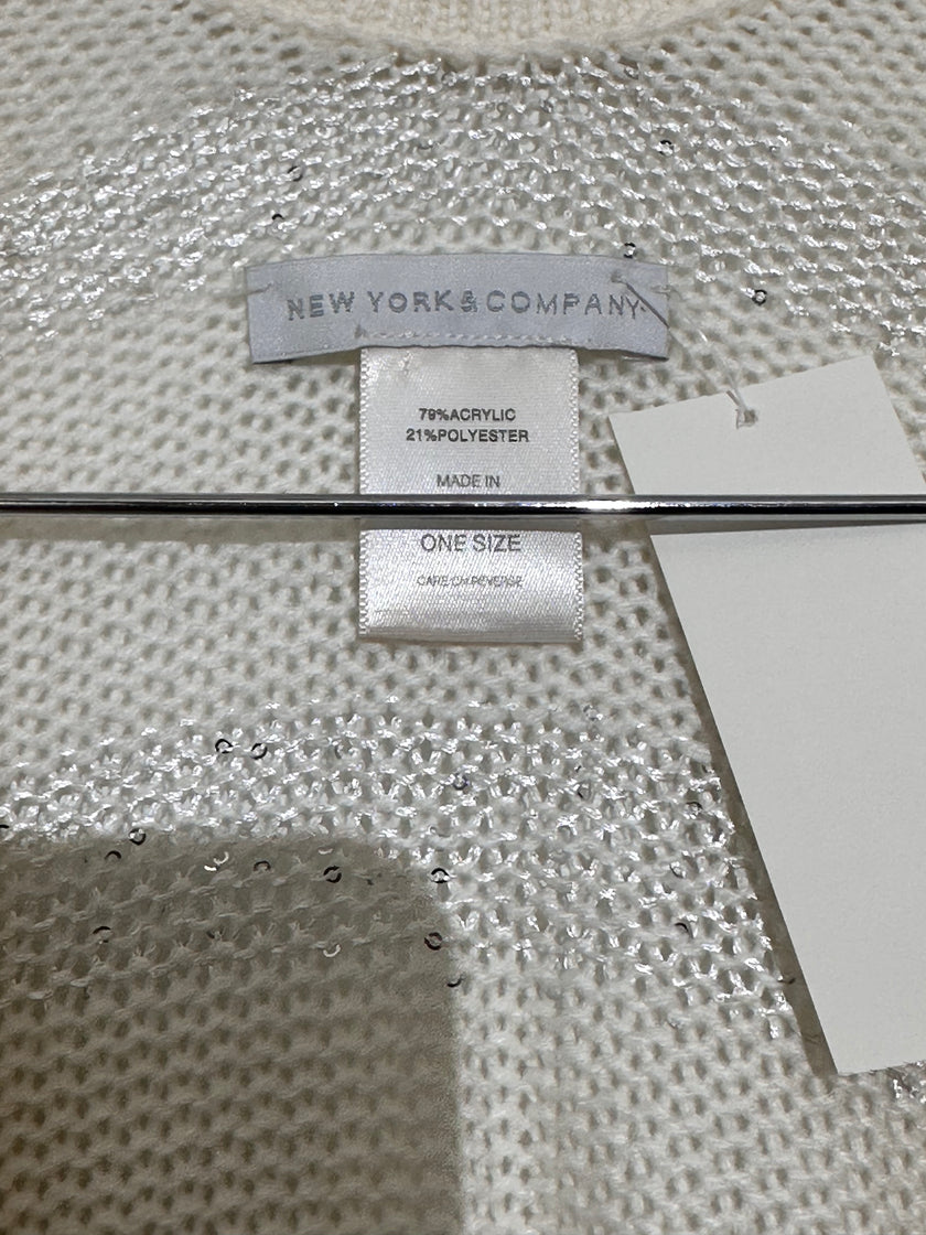 New York & Company Cream and Silver Shawl OS
