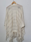 New York & Company Cream and Silver Shawl OS