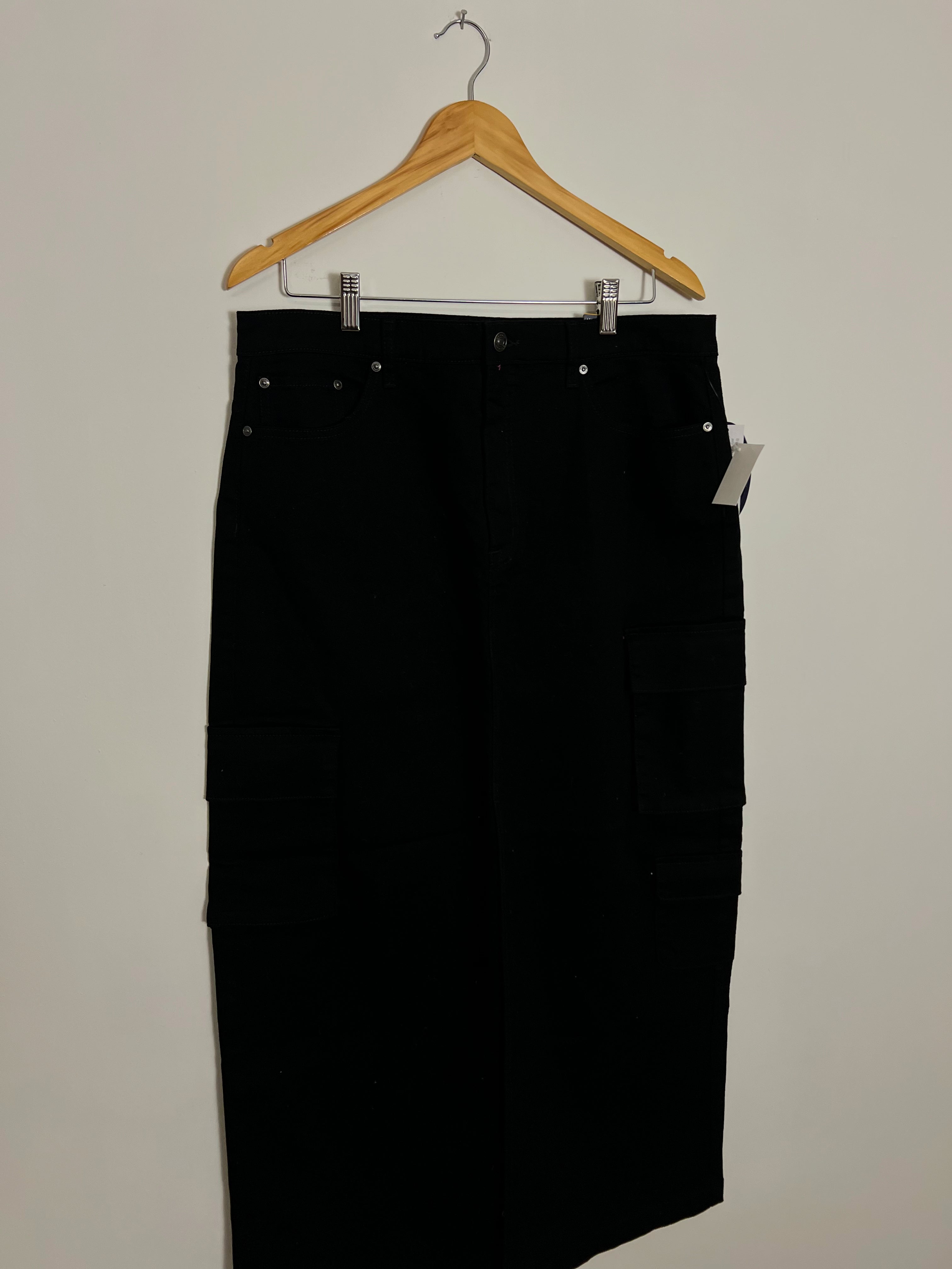Scoop Black Cargo Denim Maxi Skirt Size 14