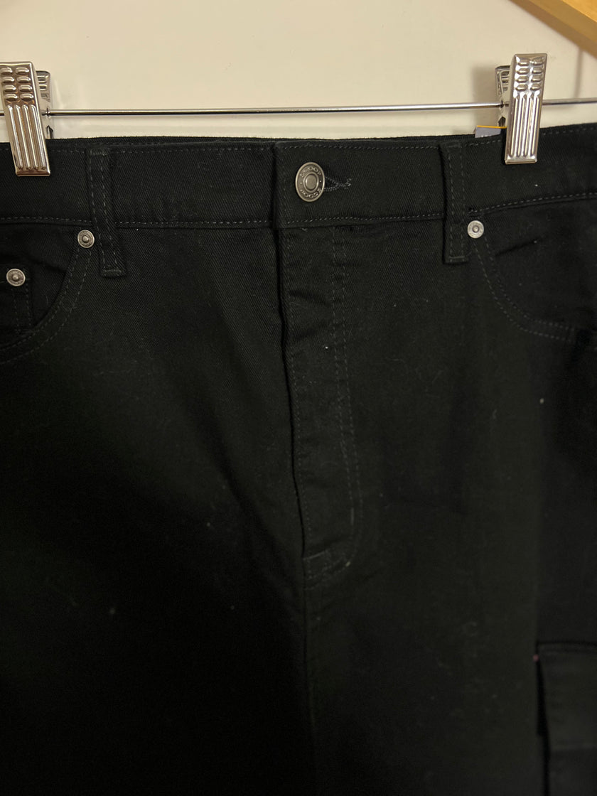 Scoop Black Cargo Denim Maxi Skirt Size 14