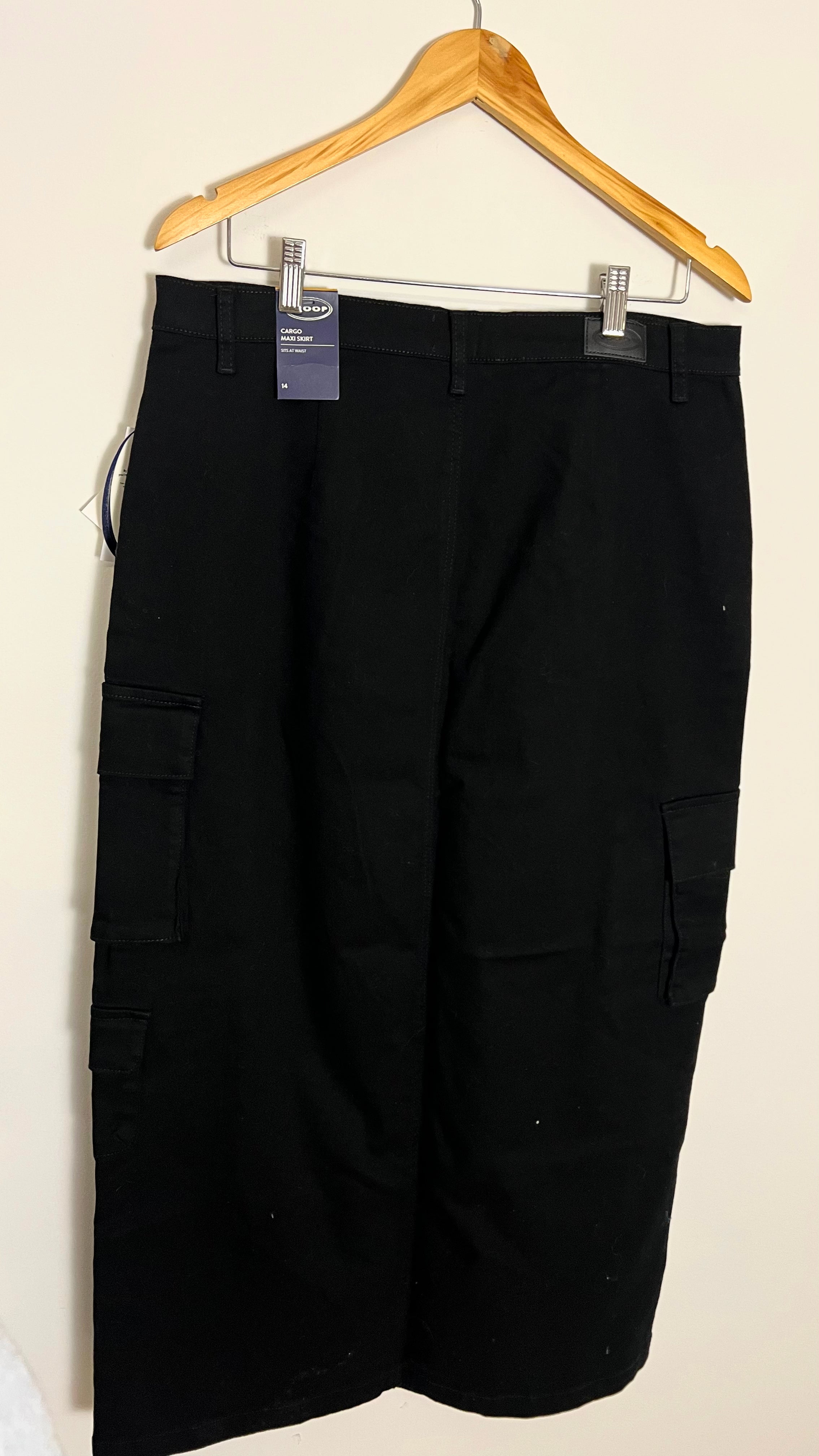 Scoop Black Cargo Denim Maxi Skirt Size 14
