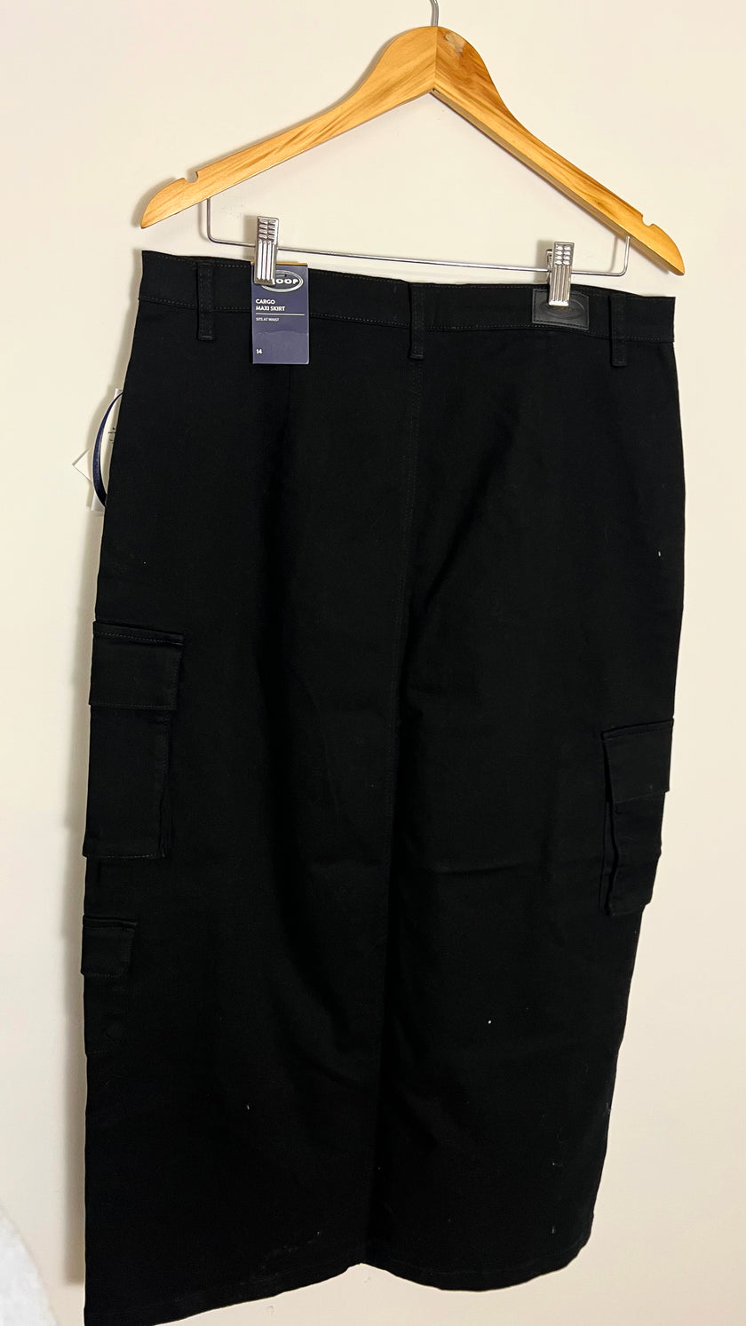 Scoop Black Cargo Denim Maxi Skirt Size 14