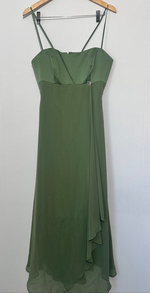 Alfred Angelo Green spaghetti strap chiffon evening dress Size 12