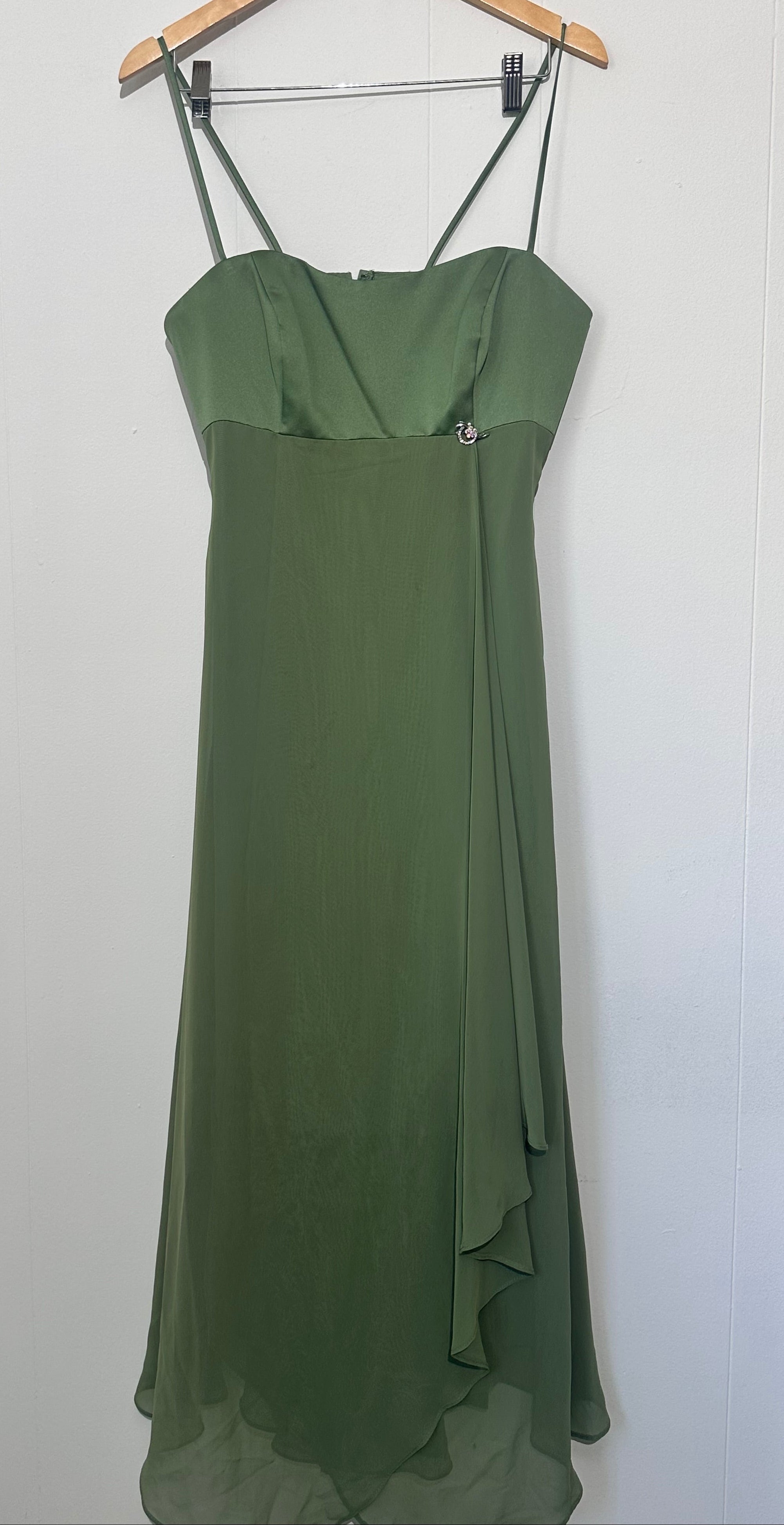 Alfred Angelo Green spaghetti strap chiffon evening dress Size 12