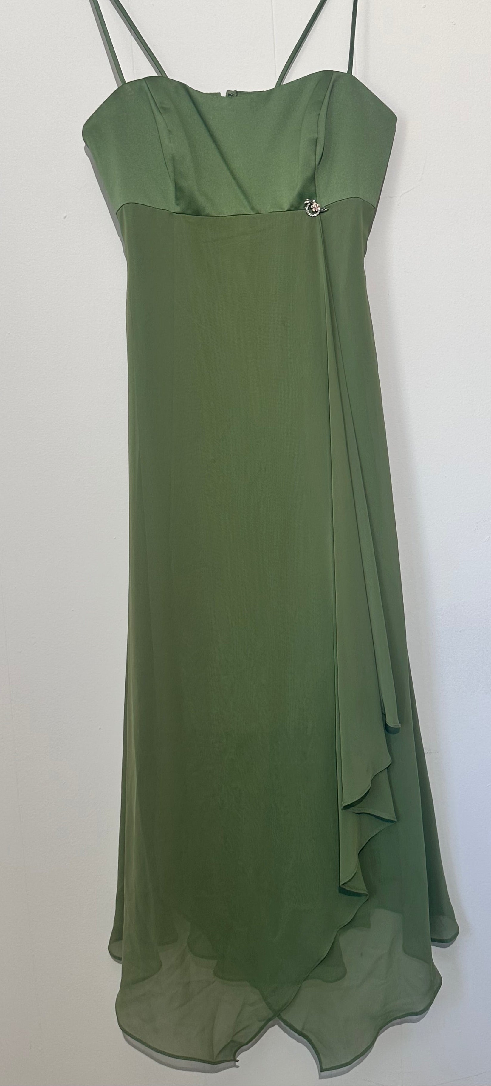 Alfred Angelo Green spaghetti strap chiffon evening dress Size 12