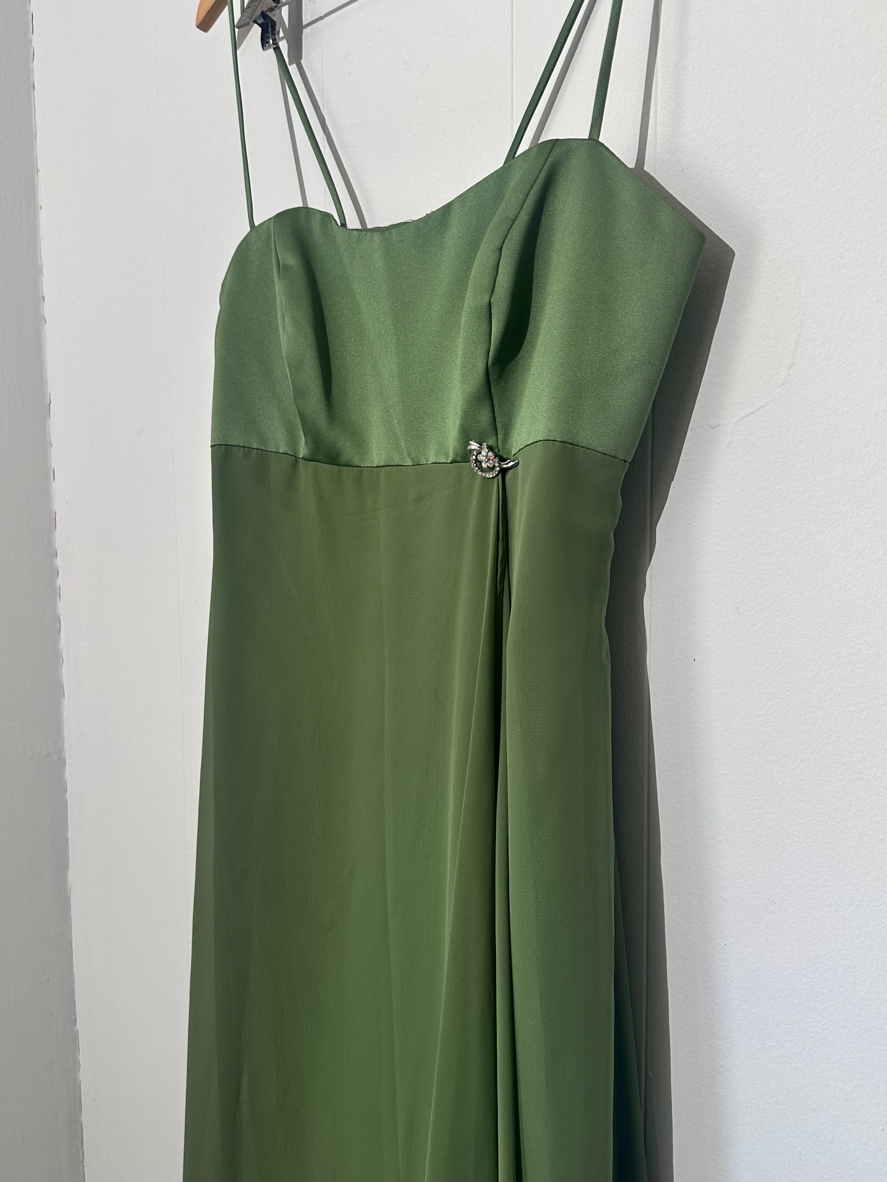 Alfred Angelo Green spaghetti strap chiffon evening dress Size 12