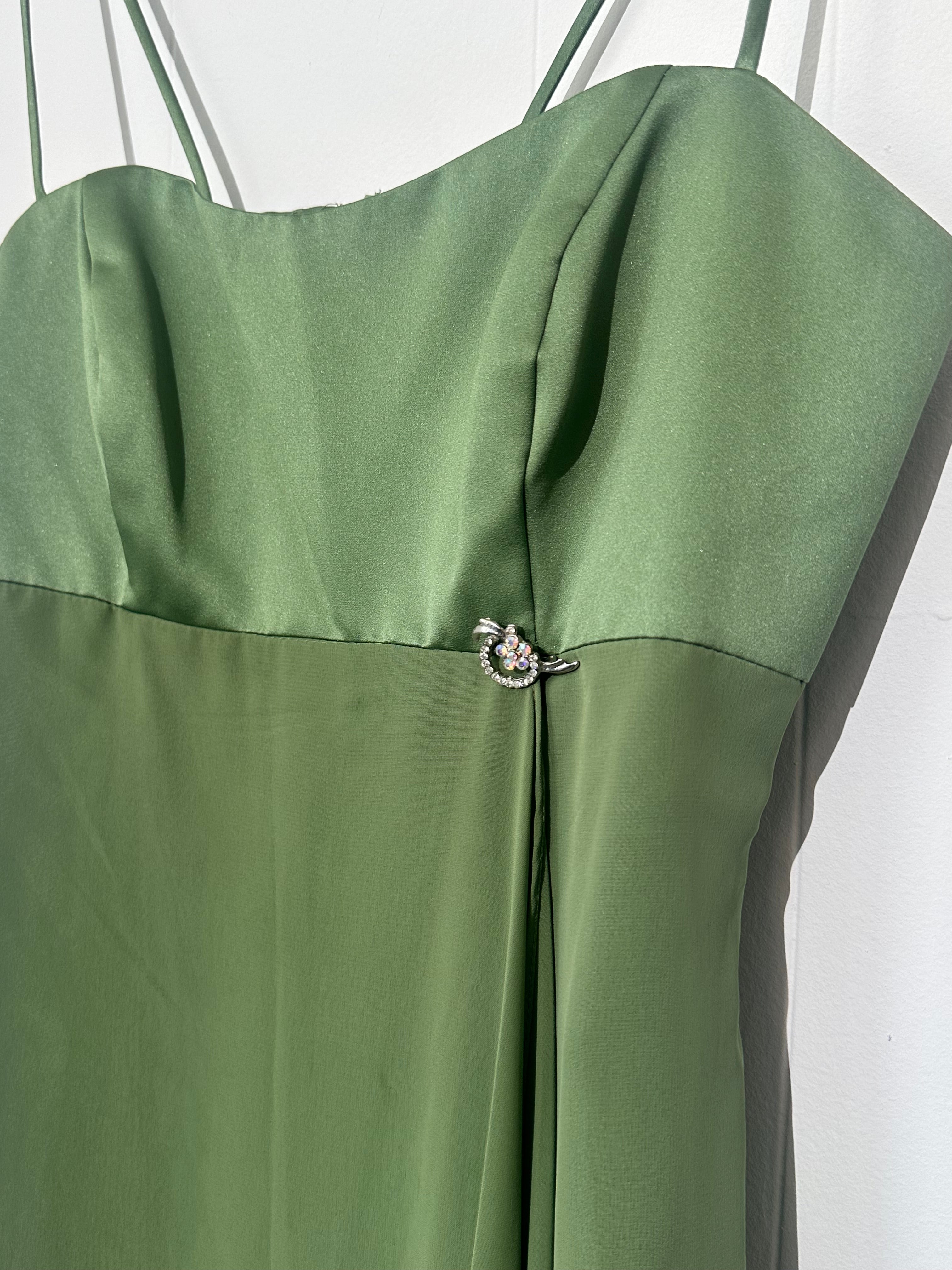 Alfred Angelo Green spaghetti strap chiffon evening dress Size 12