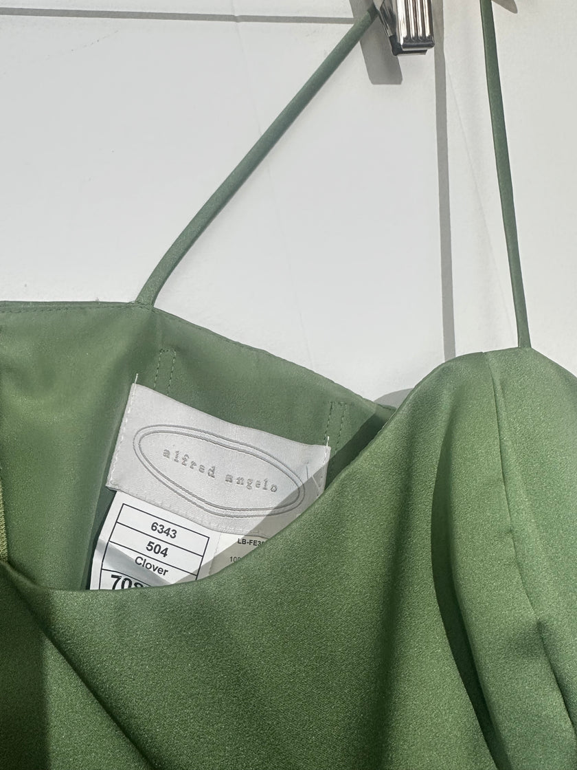 Alfred Angelo Green spaghetti strap chiffon evening dress Size 12