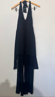 Black Halter Neck Romper Pants One - Piece Ashro Size Medium