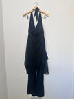 Black Halter Neck Romper Pants One - Piece Ashro Size Medium