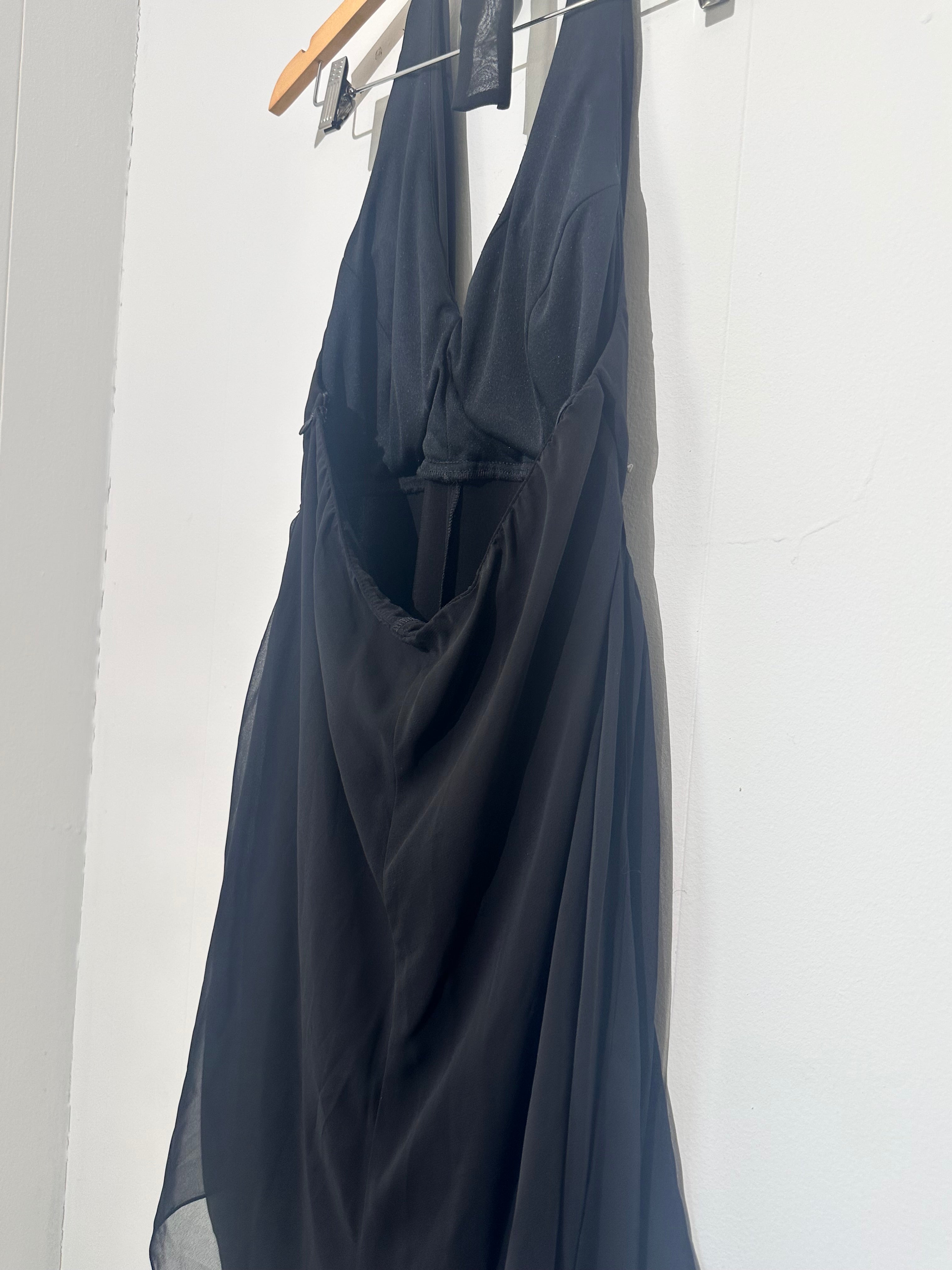 Black Halter Neck Romper Pants One - Piece Ashro Size Medium