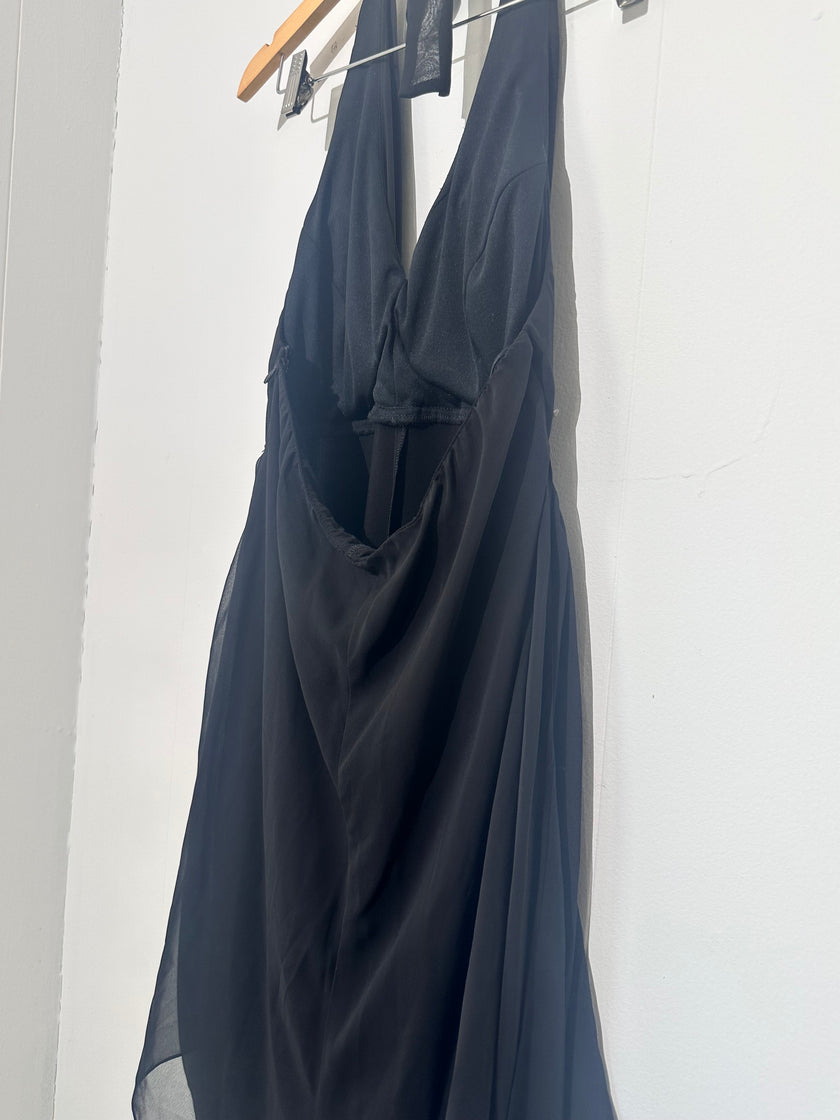 Black Halter Neck Romper Pants One - Piece Ashro Size Medium