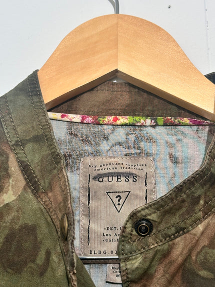 Guess Green Floral Bomber Jacket Size Medium