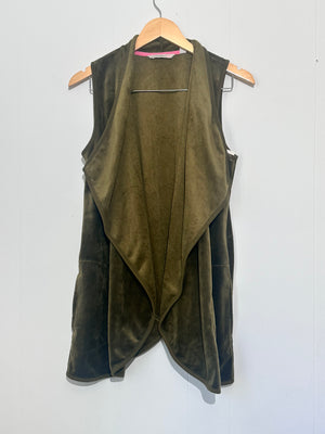 IssacMizrahi Green velvet vest small