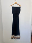 Glamazon Women's Strapless Maxi dress - Black, cream, tan Colorblock Medium