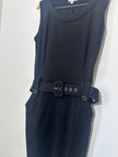 New York & Company Black Belted Sheath Dress-Sleeveless Midi XL