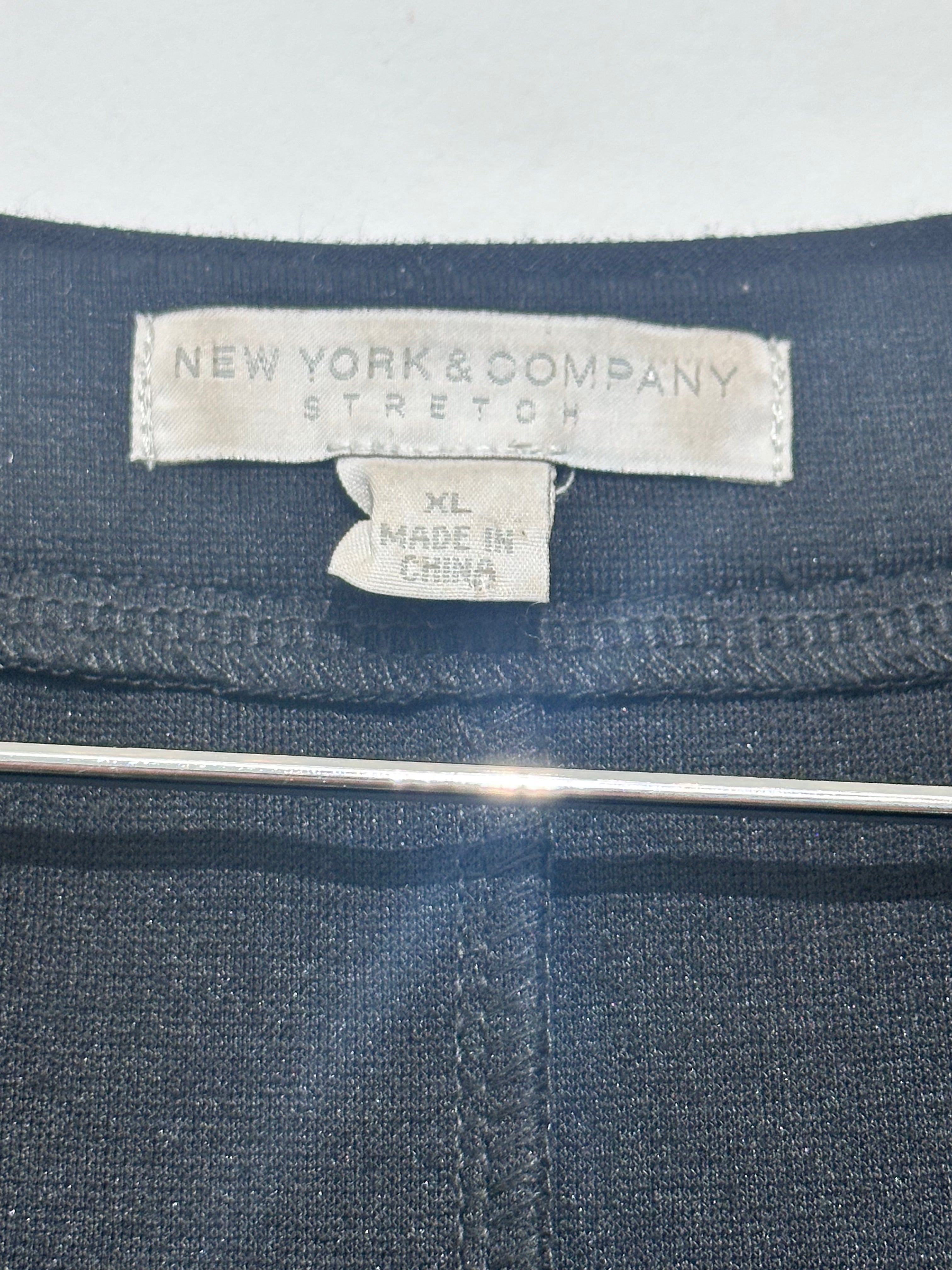 New York & Company Black Belted Sheath Dress-Sleeveless Midi XL