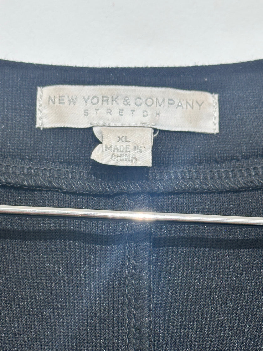 New York & Company Black Belted Sheath Dress-Sleeveless Midi XL