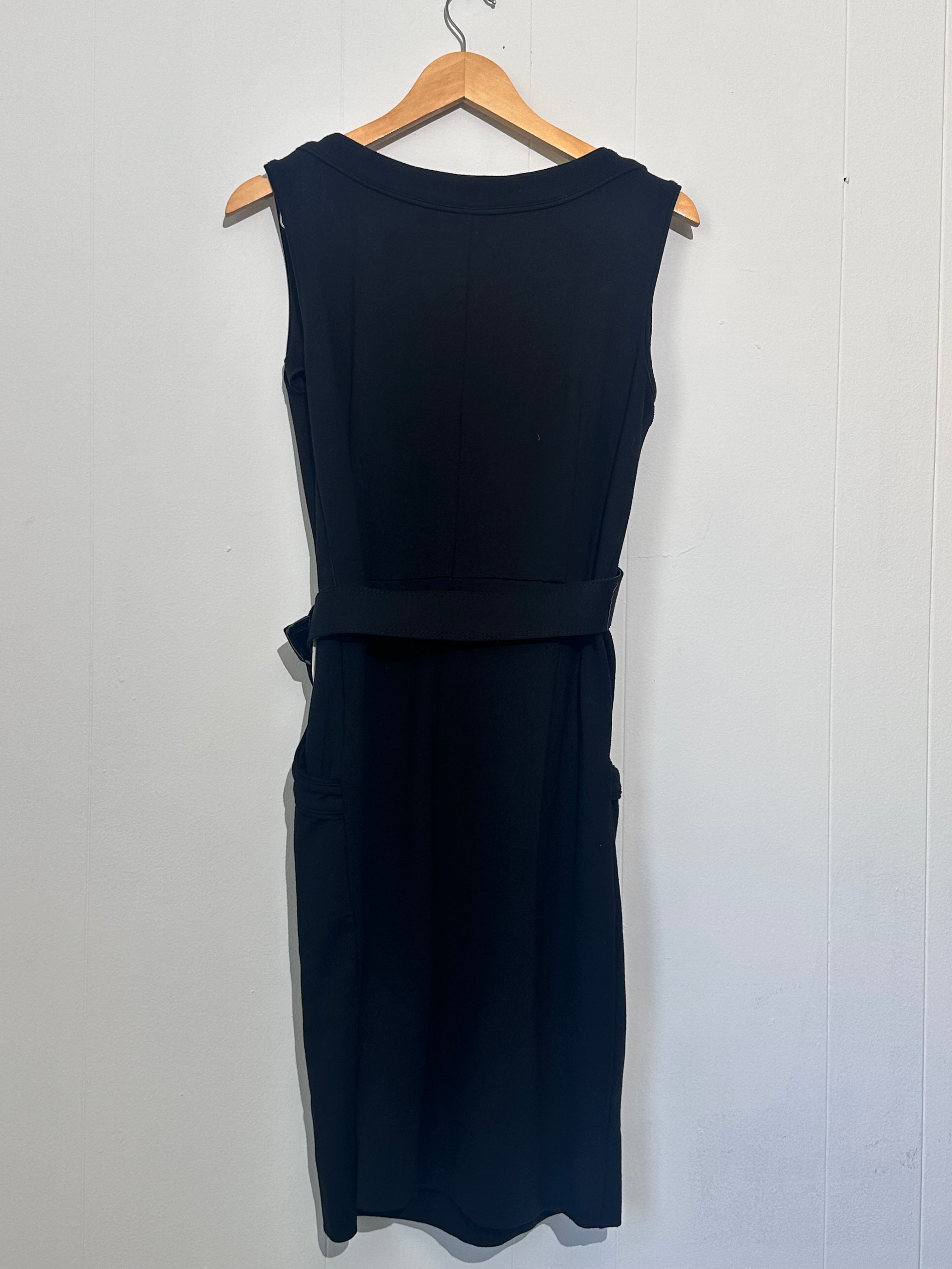 New York & Company Black Belted Sheath Dress-Sleeveless Midi XL