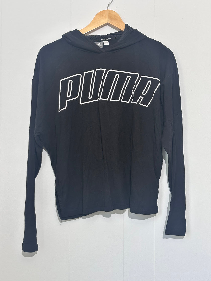 Puma Black Cropped hoodie- Lightweight long sleeve Medium