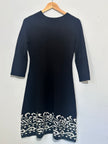 Jessica H Black Dress With White Ornate Border Detail Small