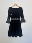Gabby Skye Black fit and Flare Dress with bell sleeves Small