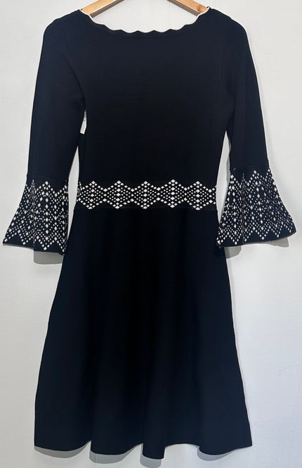 Gabby Skye Black fit and Flare Dress with bell sleeves Small