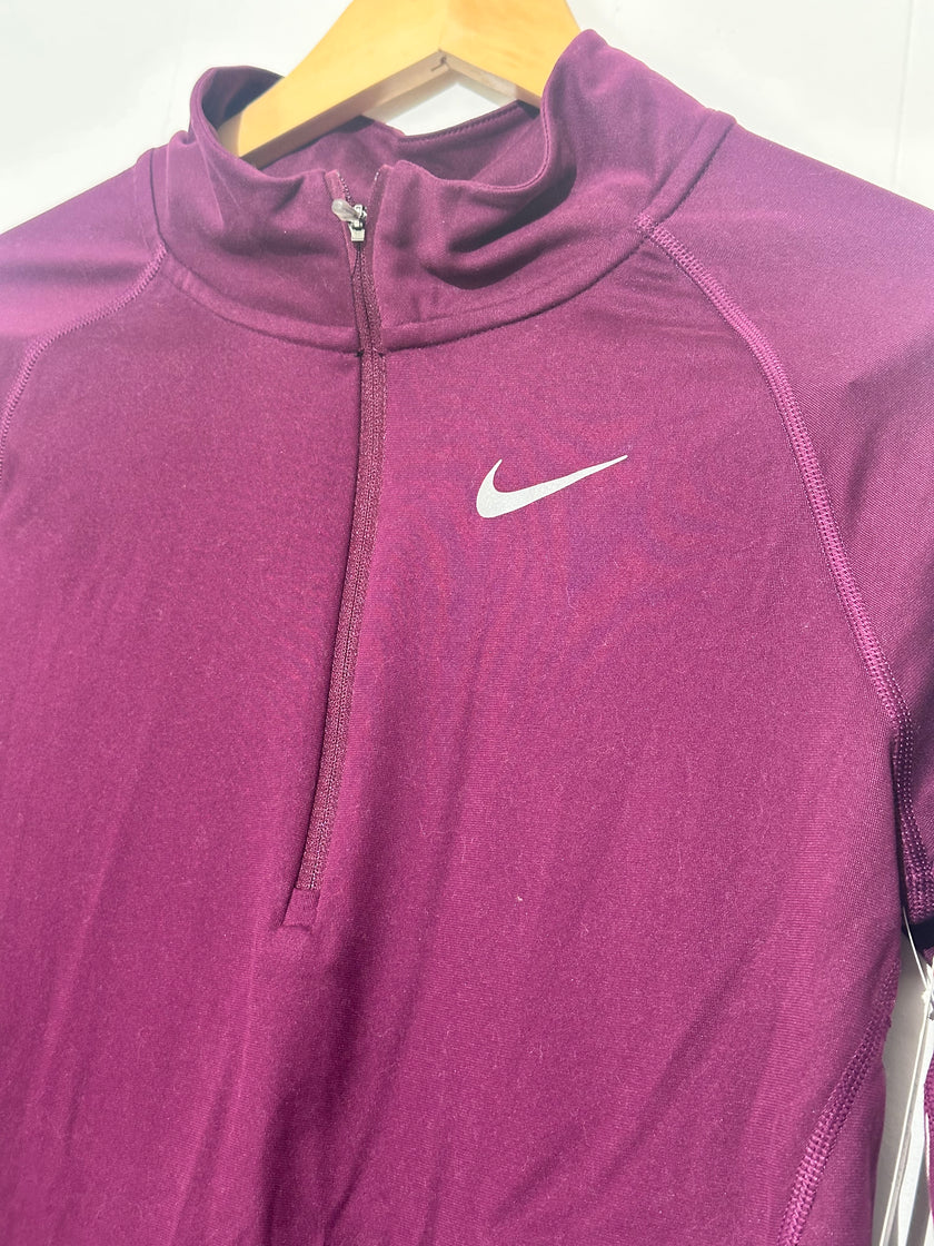 Nike Maroon Workout Set - T-shirt and Quarter zip small