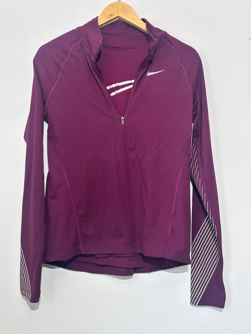 Nike Maroon Workout Set - T-shirt and Quarter zip small
