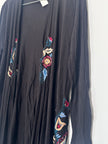 Monroe & Main Black Lightweight cardigan with Floral & Fringe detail medium