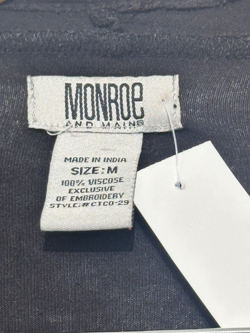 Monroe & Main Black Lightweight cardigan with Floral & Fringe detail medium