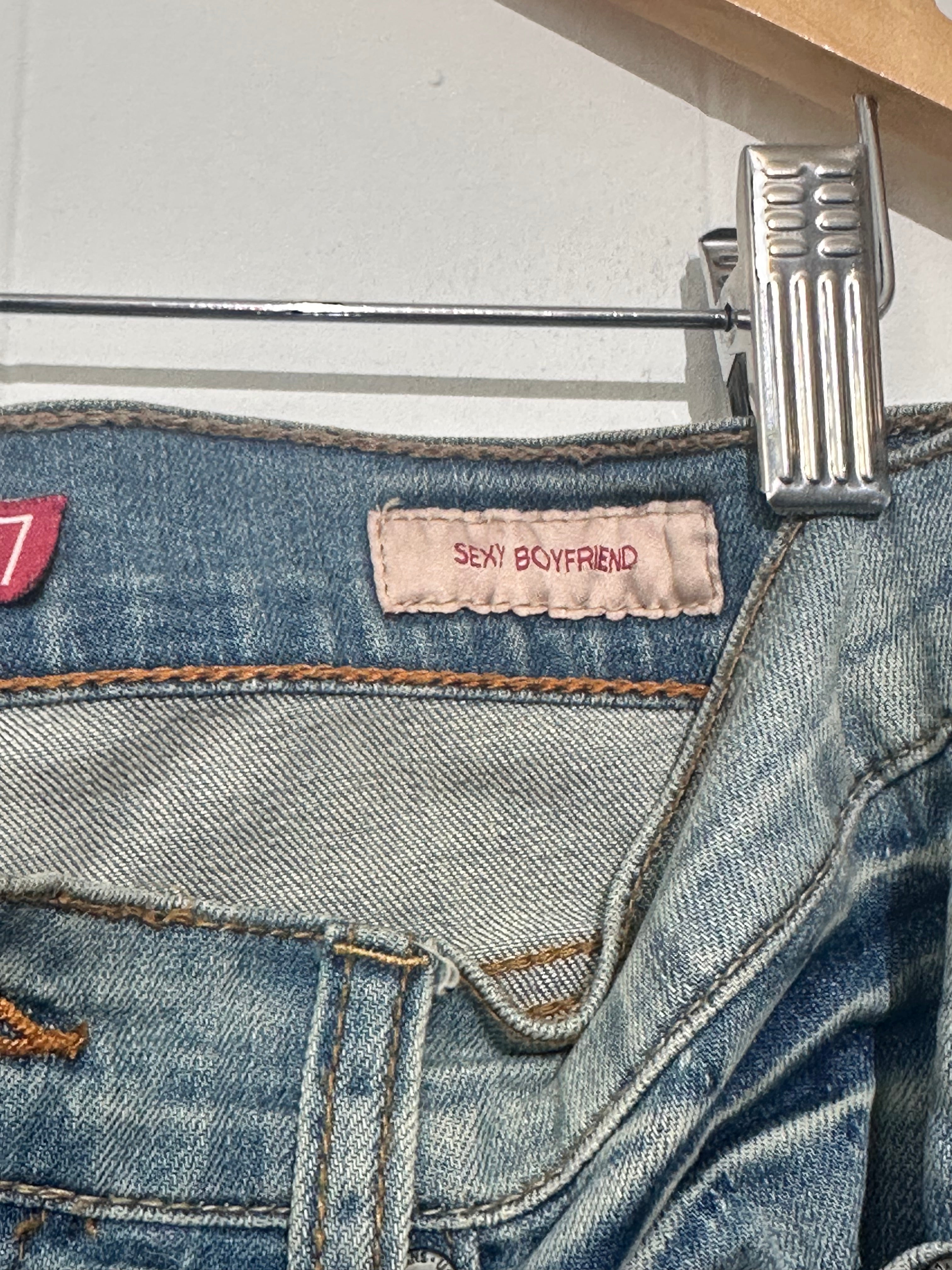 Eunina Distressed Acid Wash Boyfriend Jeans Size 7