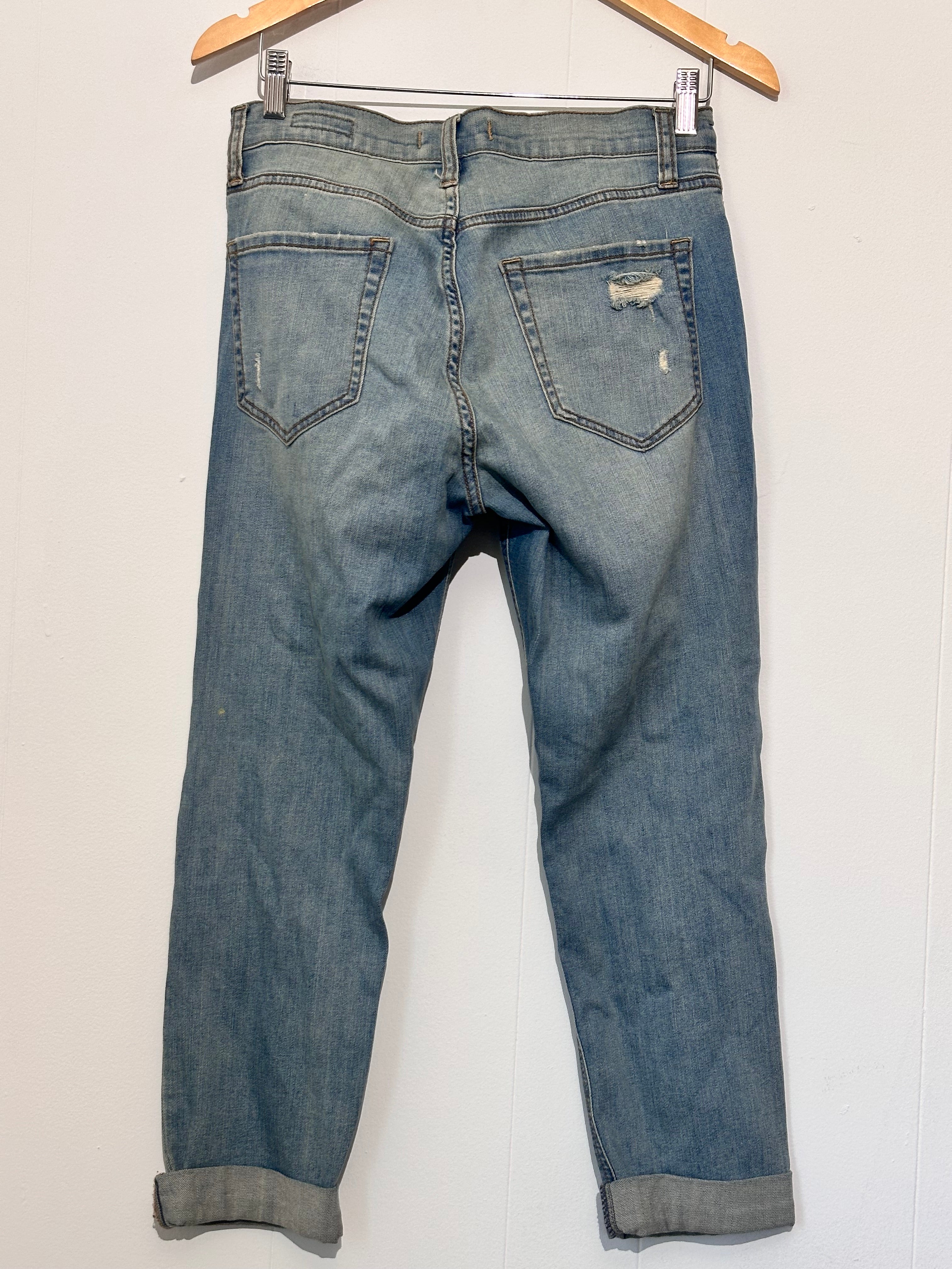 Eunina Distressed Acid Wash Boyfriend Jeans Size 7