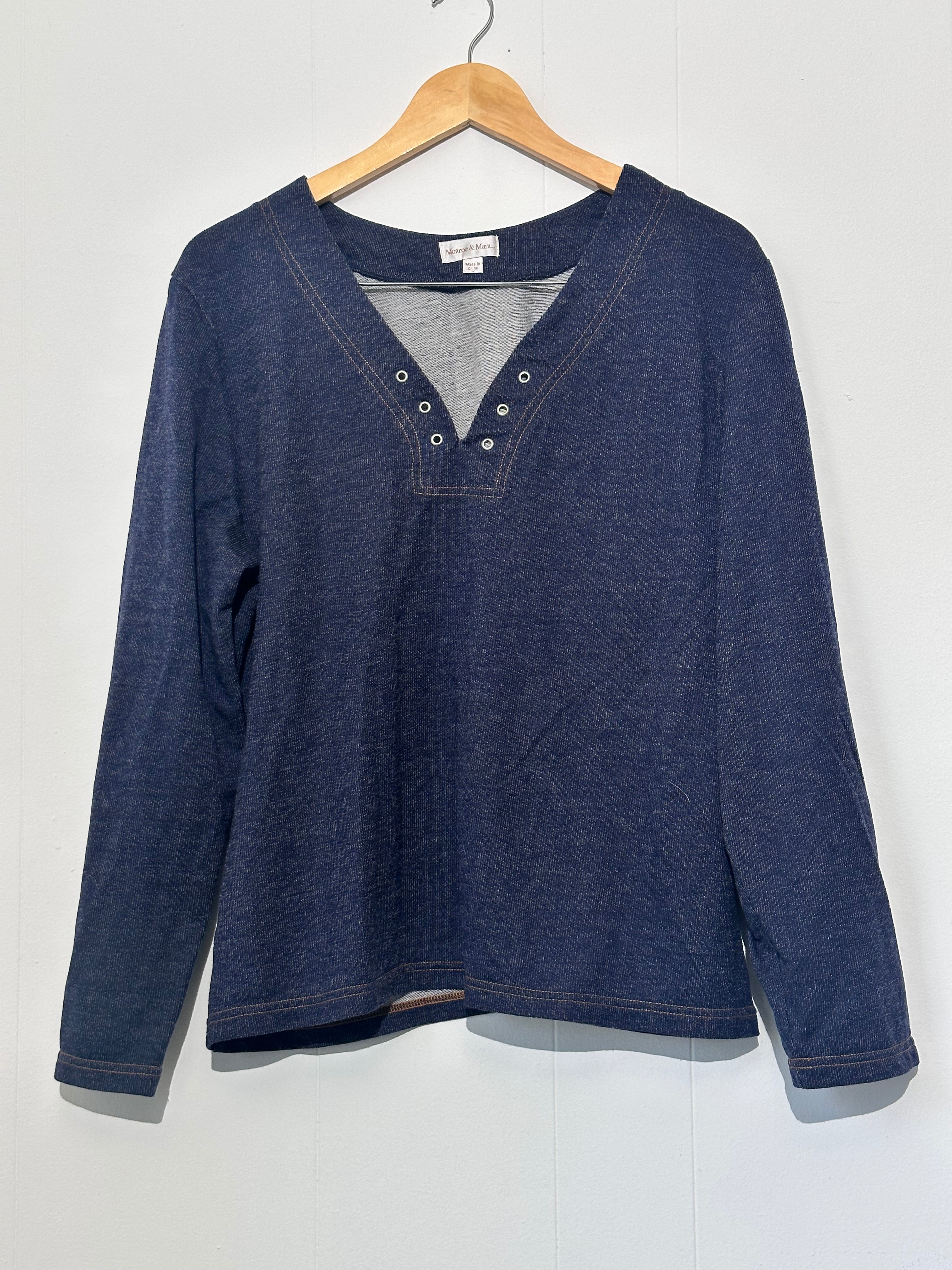 Monroe & Main Plus size Denim style type v-neck 1X