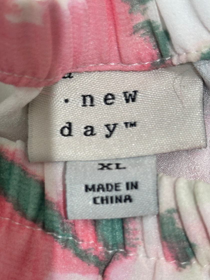 A New Day Romantic Pink Floral A-Line Skirt XL