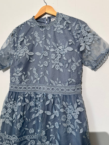 Polagram Blue floral lace midi dress Large