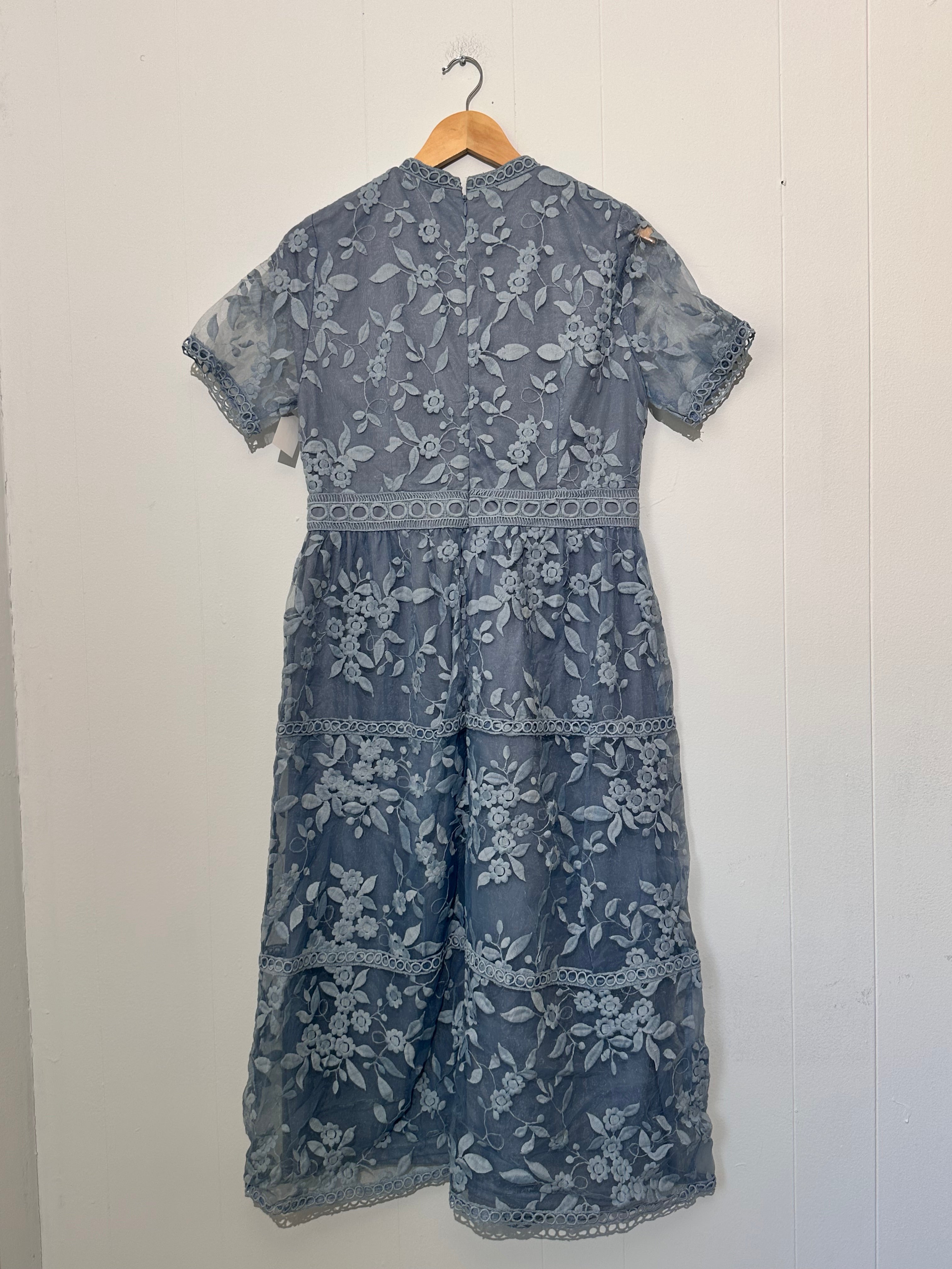 Polagram Blue floral lace midi dress Large