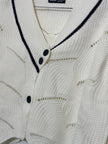 SHEIN Cream Cropped Cardigan Black Trim Large