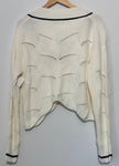 SHEIN Cream Cropped Cardigan Black Trim Large