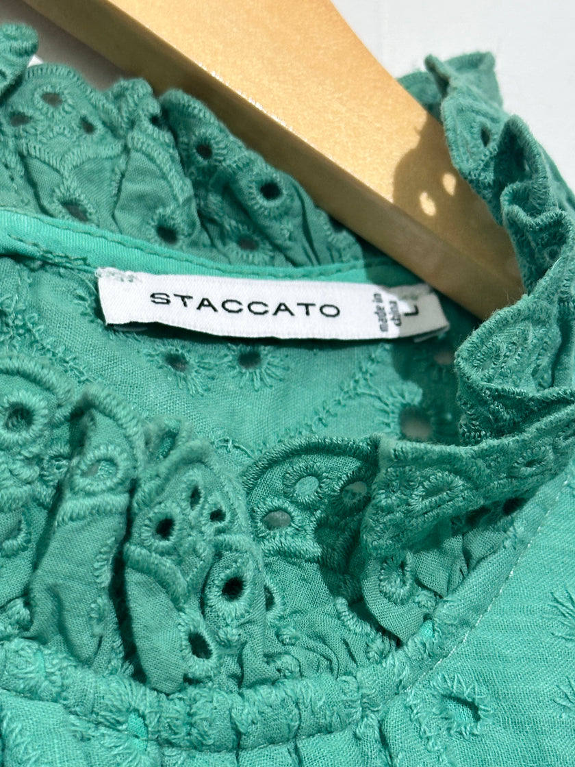Staccato Green Eyelet lace blouse Large