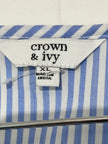 Crown & IVY Embroidered Floral Striped Blouse with Bell sleeves XL