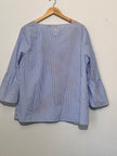 Crown & IVY Embroidered Floral Striped Blouse with Bell sleeves XL