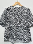 Leopard Print Peplum Blouse with Puff Sleeves Shein Size Large