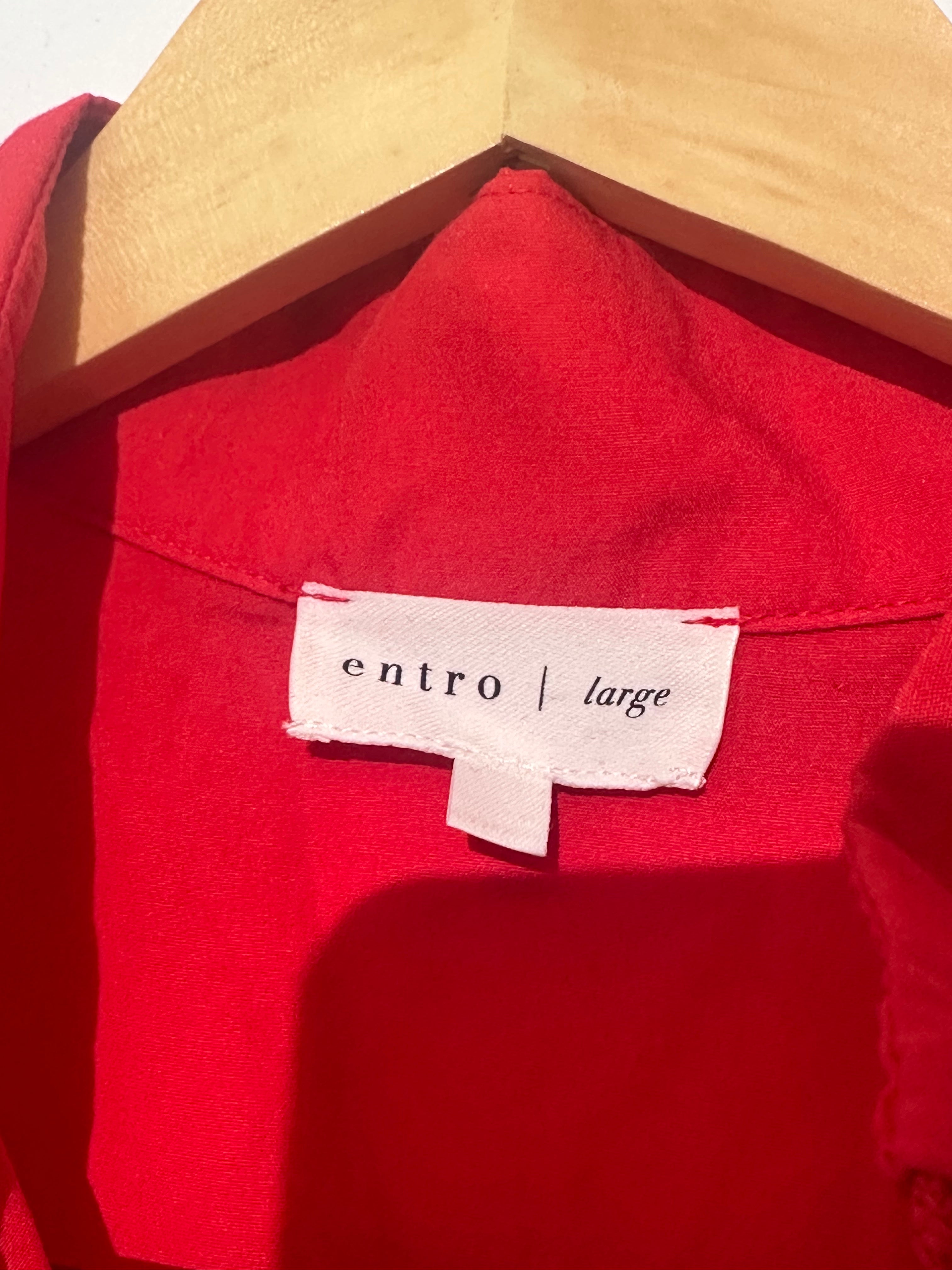 Entro Red maxi dress with bell sleeves Large