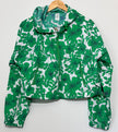 J. Crew Green & White floral Hooded Jacket Large (NWT)