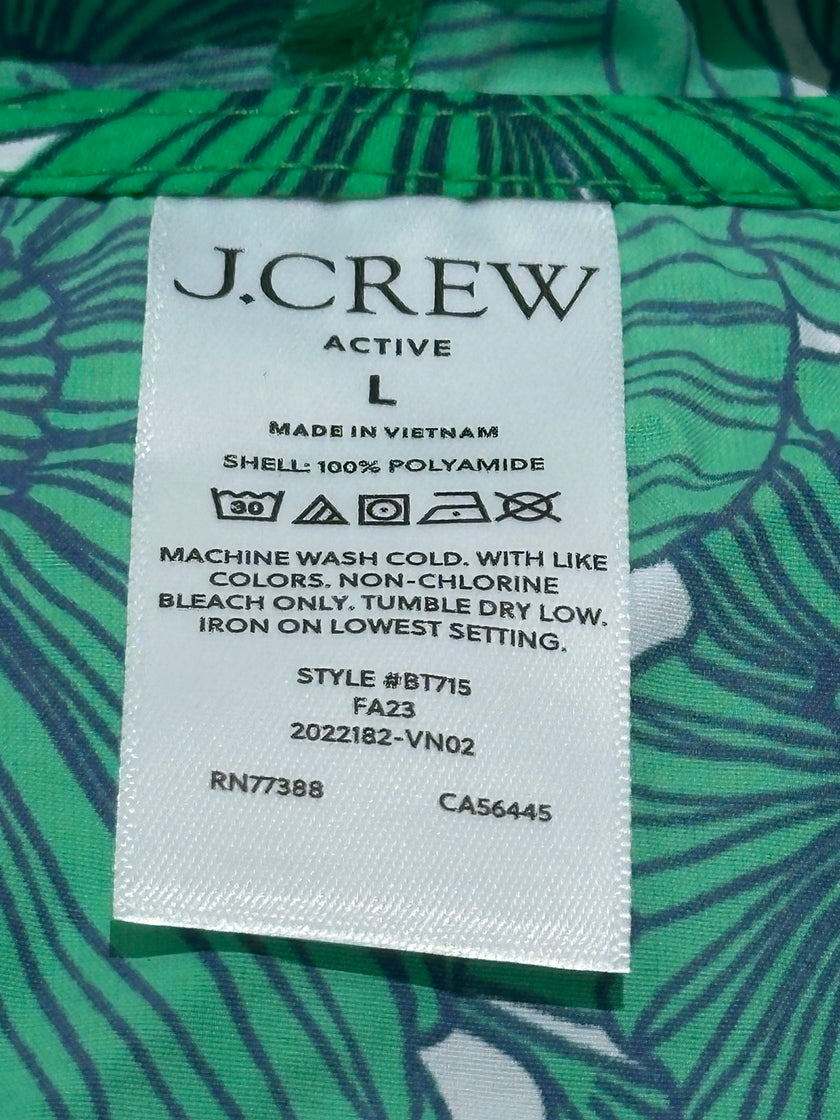 J. Crew Green & White floral Hooded Jacket Large (NWT)