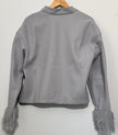 SHEIN Women's Gray Cropped Jacket With Faux Fur Sleeves XL